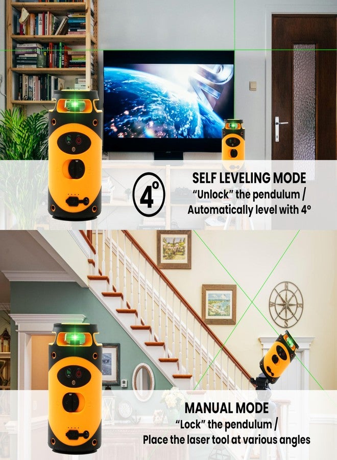 TOMAHAWK® 2 Line Laser Cross Line Leveller Self-Leveling Green Laser Level | 25m Working Distance | ±3mm Precision | IP54 Dustproof | Magnetic Bracket & Remote Control (Cross Line (Tin Can)) - Image 4